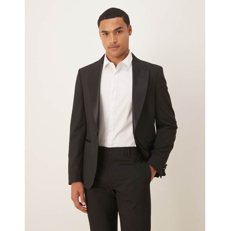 ASOS DESIGN skinny tuxedo jacket in black