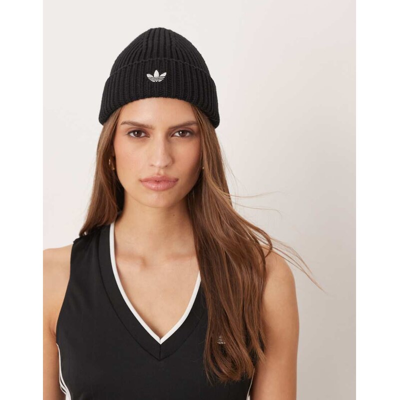 adidas Originals ribbed fisherman beanie in black