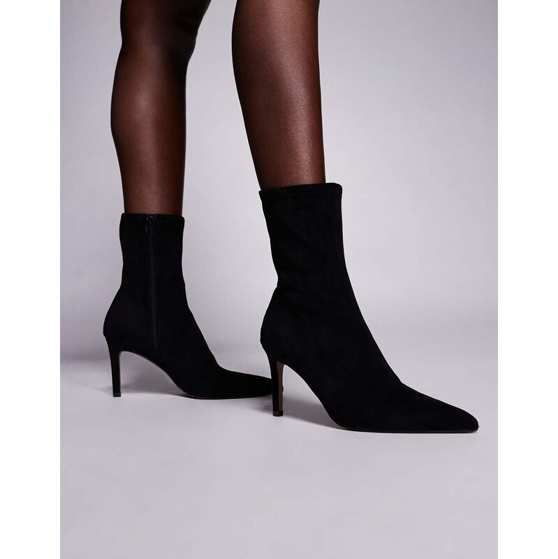 ASOS DESIGN Erika high-heeled sock boots in black