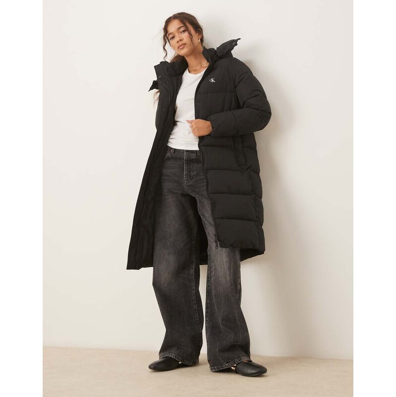 Calvin Klein Jeans long essential puffer jacket in black 113262999