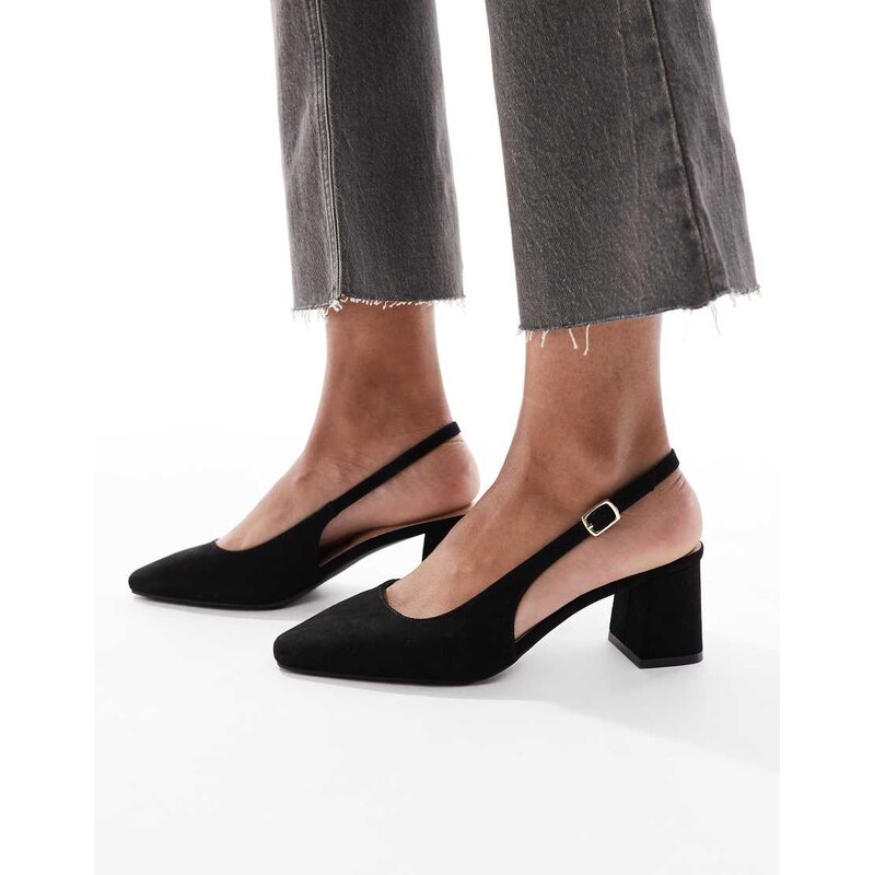 New Look suedette slingback heeled shoe in black