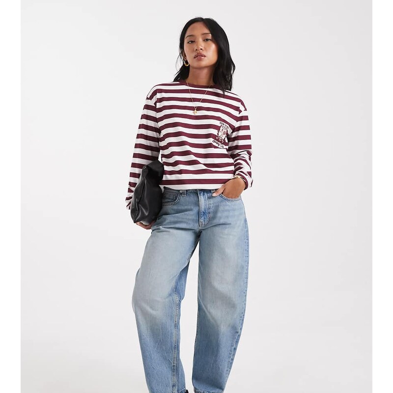 ASOS Petite ASOS DESIGN Petite slim barrel jeans in vintage wash-Blue 115512576