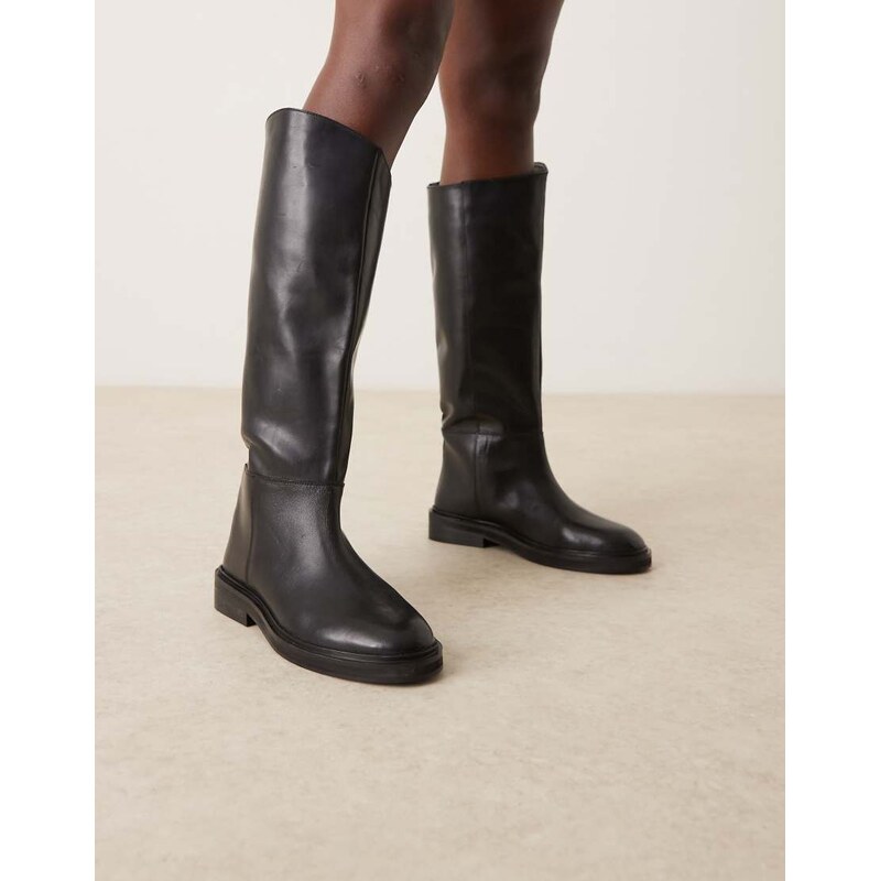 ASOS DESIGN Callahan leather riding boots in black 109127686