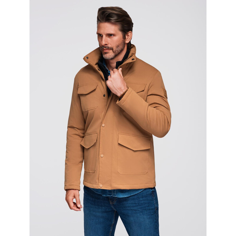 Ombre Mens lightweight jacket with pockets and high collar -