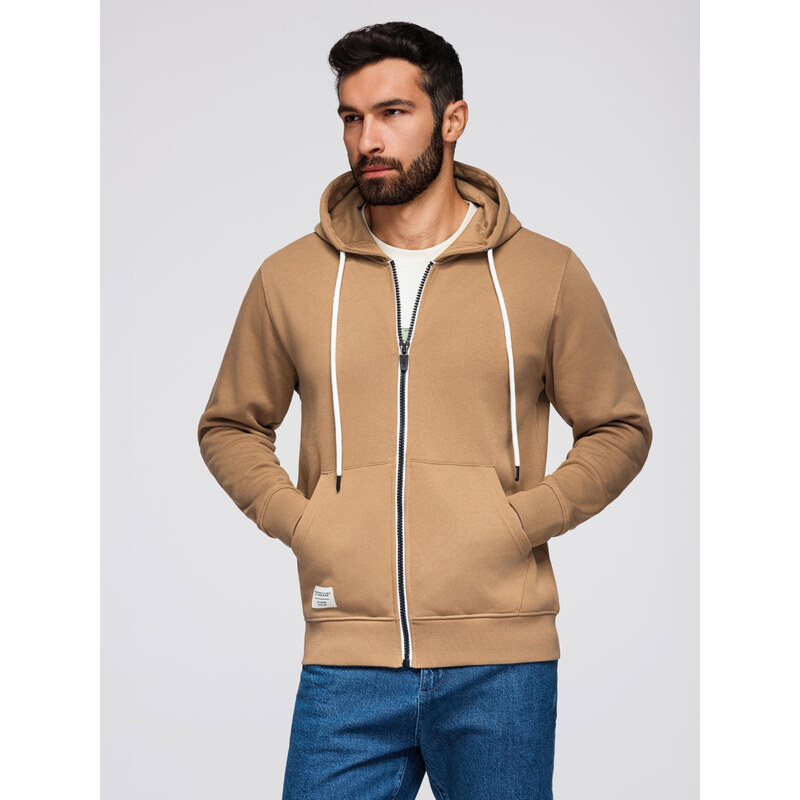 Ombre BASIC mens unbuttoned hooded sweatshirt - brown