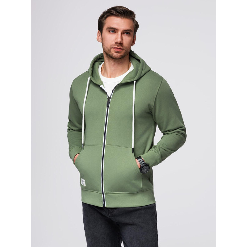 Ombre BASIC mens unbuttoned hooded sweatshirt - green