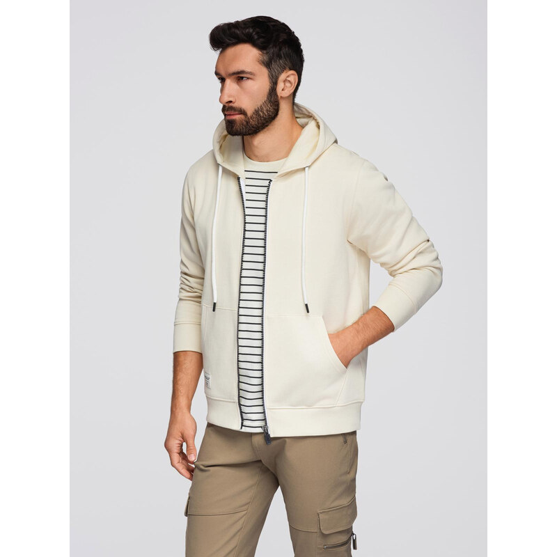 Ombre Mens BASIC unbuttoned hooded sweatshirt - cream