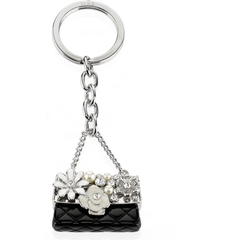 Marks and Spencer M&S Collection Faux Pearl & Diamanté Handbag Keyring