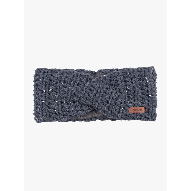 DOKE Háčkovaná čelenka s křížením lily Denim tweed