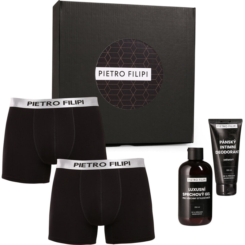 Pánská dárková sada 2PACK boxerky Metalic a kosmetika Pietro Filipi 108752236
