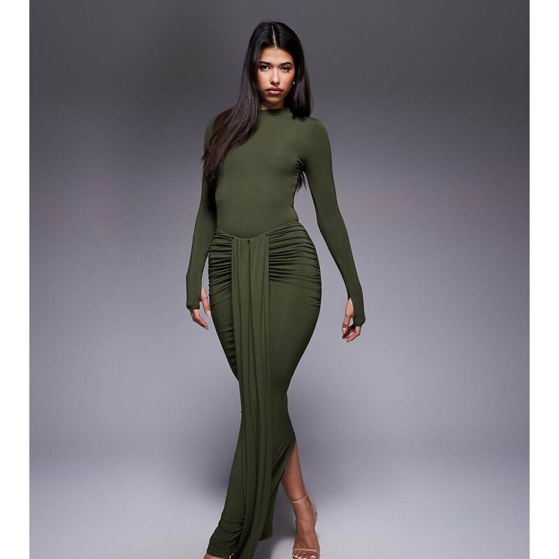 Wanderdoll exclusive Nara sculpting second skin drape front maxi skirt 107743915