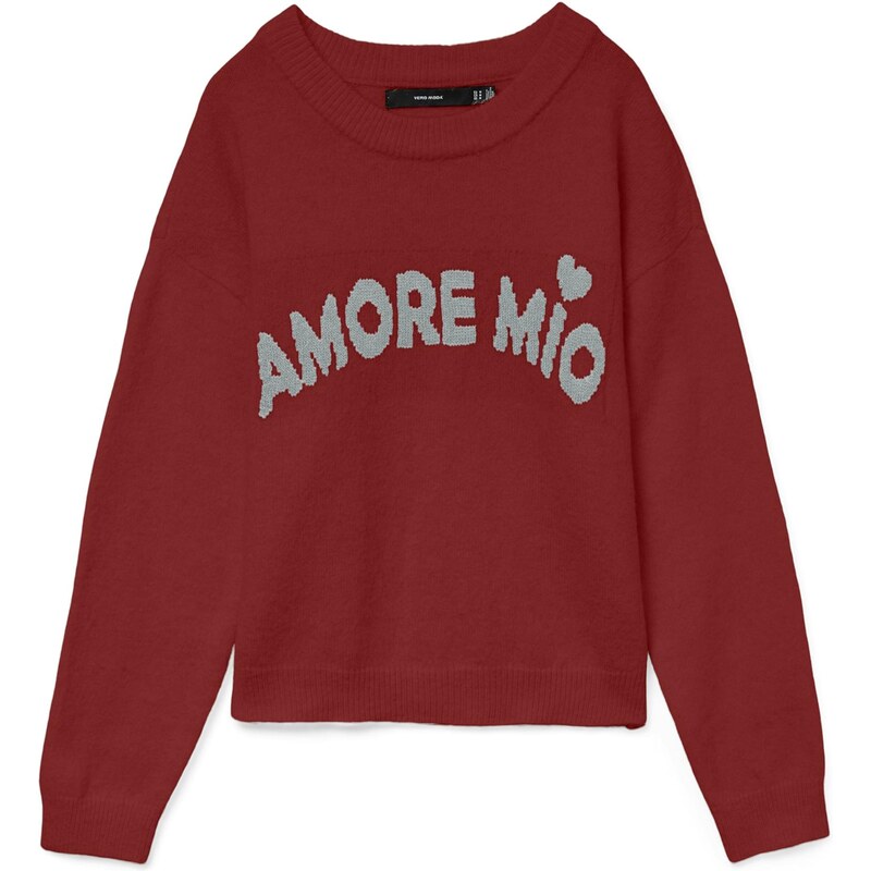 VERO MODA Svetr VMAMOREMIO rezavě hnědá / světle šedá