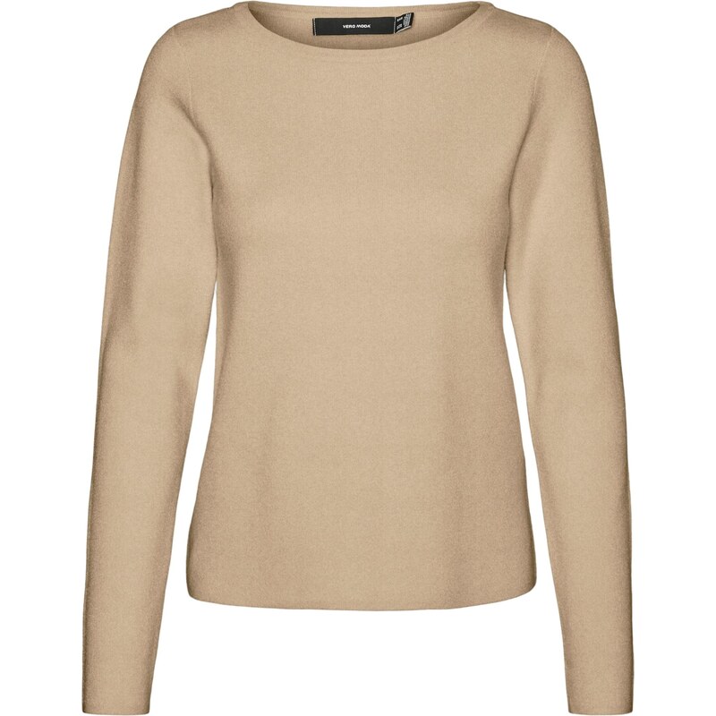 VERO MODA Svetr VMGOLD NEEDLE tmavě béžová