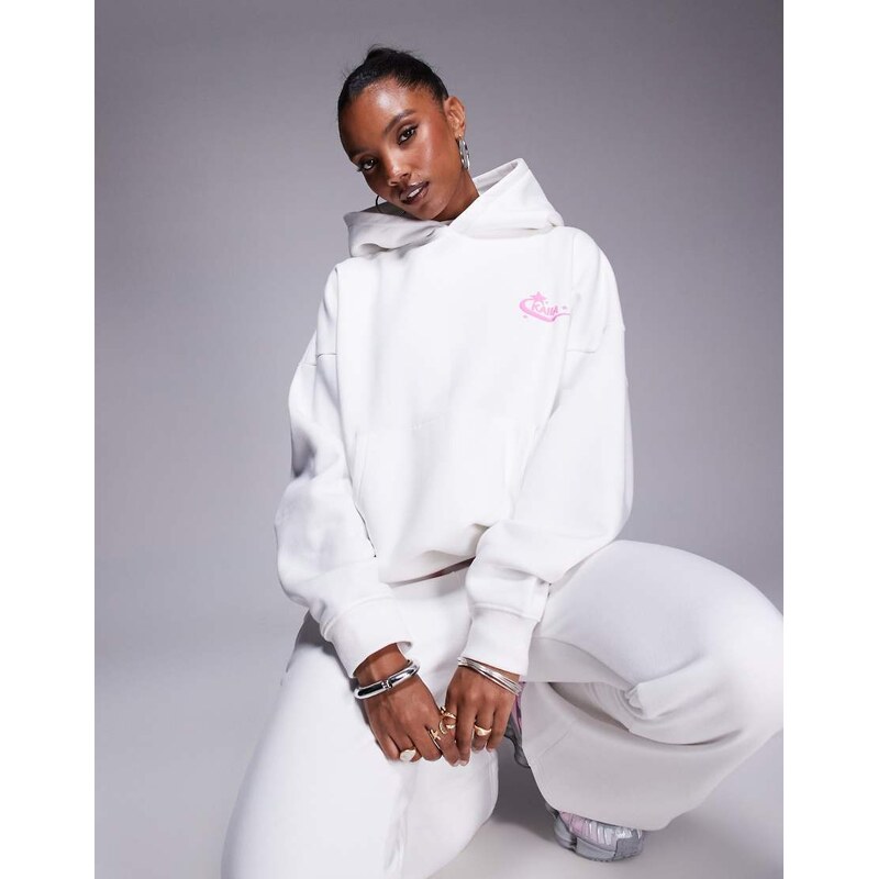 Kaiia cotton rich star logo back graphic hoodie co-ord in white and 111019320