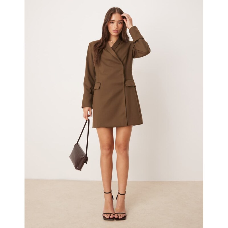 Pretty Lavish tailored blazer mini dress in brown 113262692