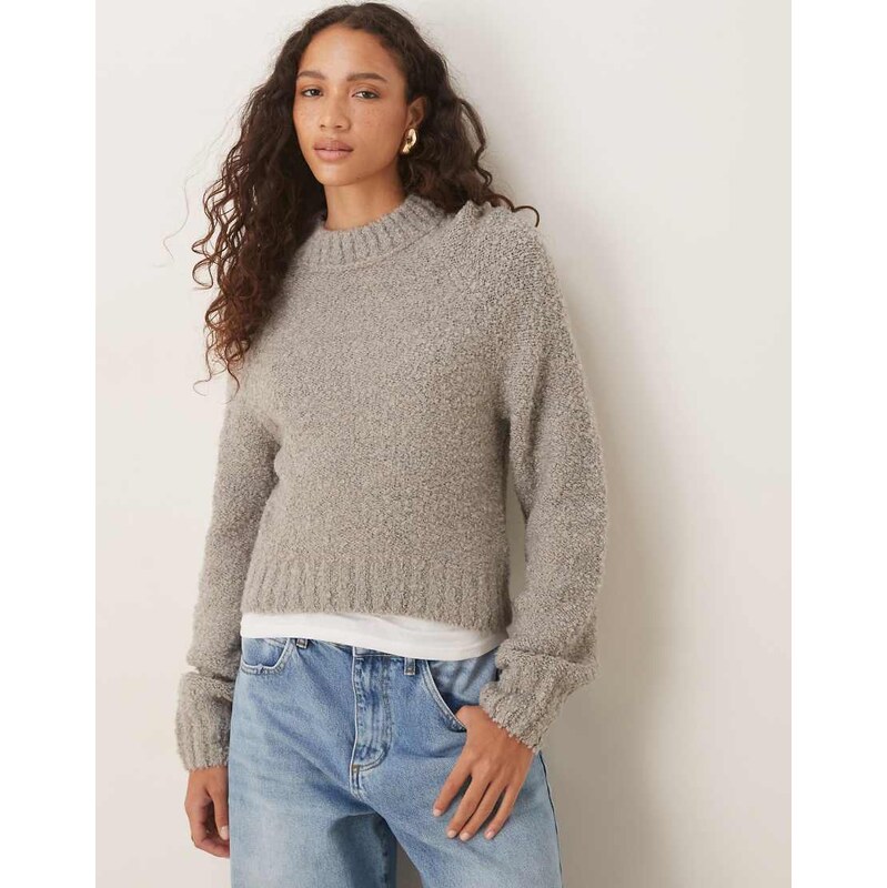 Glamorous fitted boxy knit jumper in grey 114257587