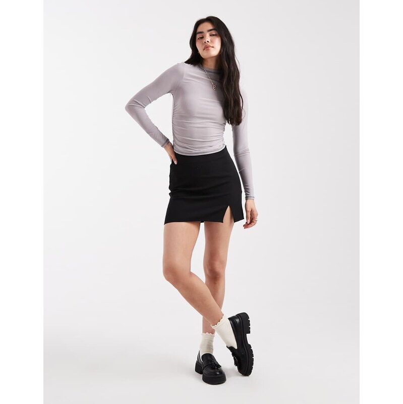 ASOS DESIGN split front mini skirt in black