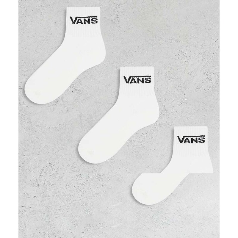 Vans 3-pack classic half crew socks in white 108782265