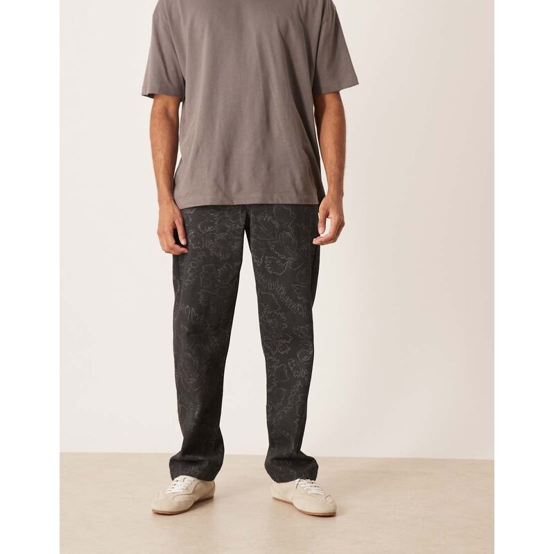 ASOS DESIGN baggy trousers in floral print-Multi