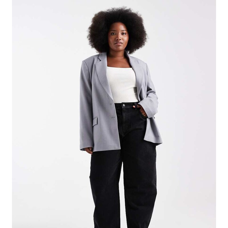 ASOS Curve ASOS DESIGN Curve slim barrel jeans in washed black 108782136