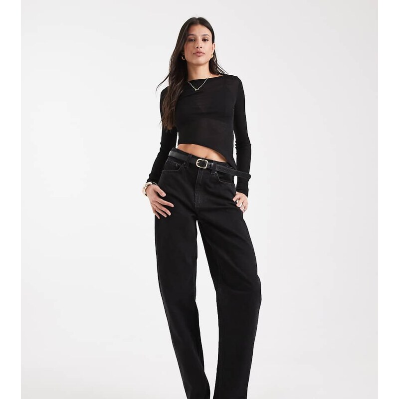ASOS Tall ASOS DESIGN Tall slim barrel leg jeans in washed black 113262356
