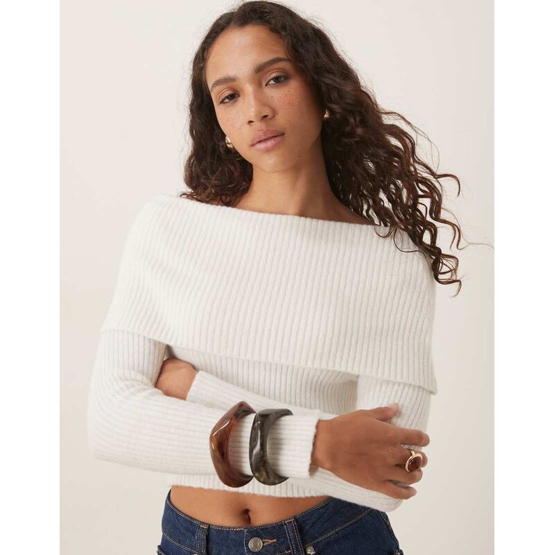 Glamorous bardot oversized fit knit in white