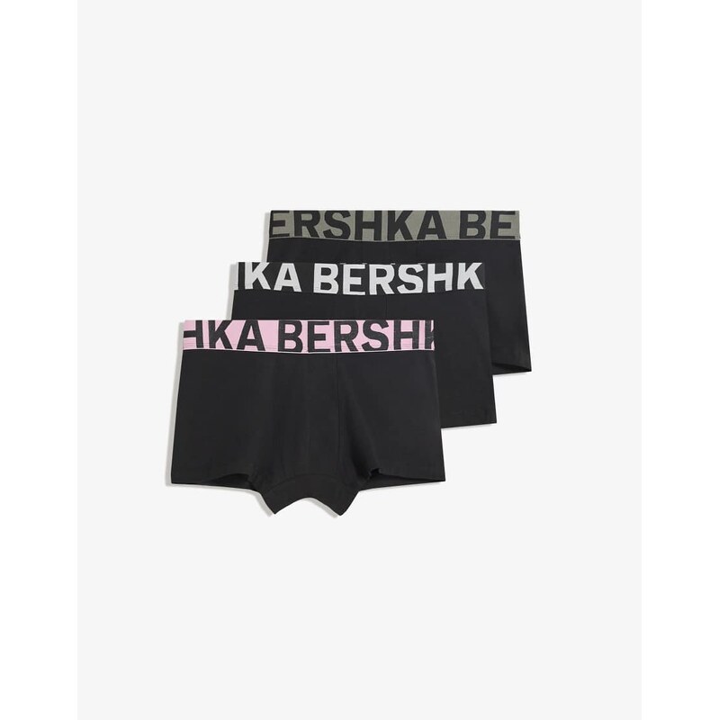 Bershka 3-pack of boxers with wide waistband in pink 108782570