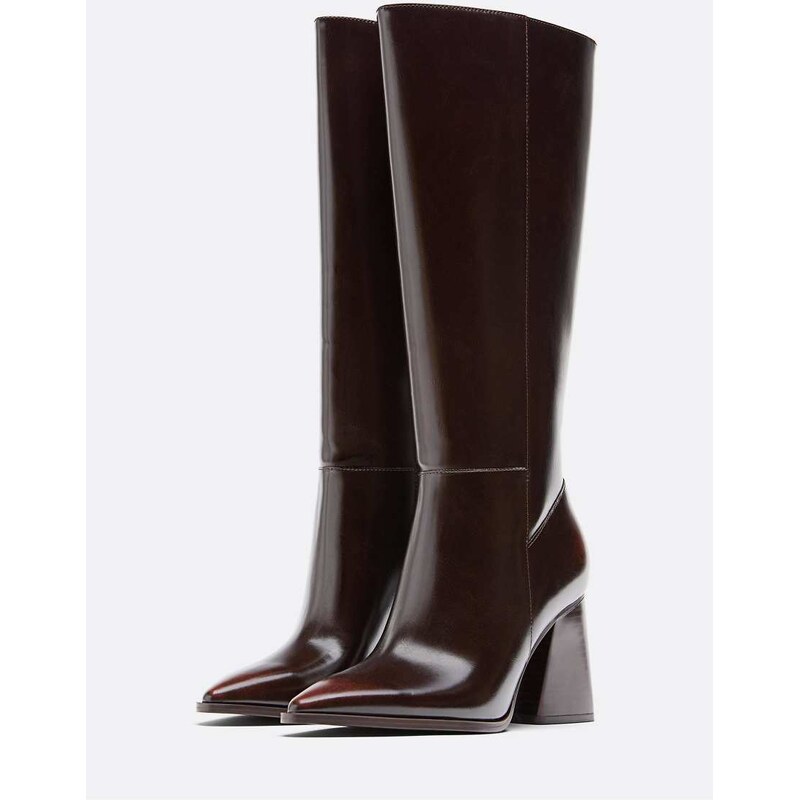 Stradivarius High-heeled boots in brown