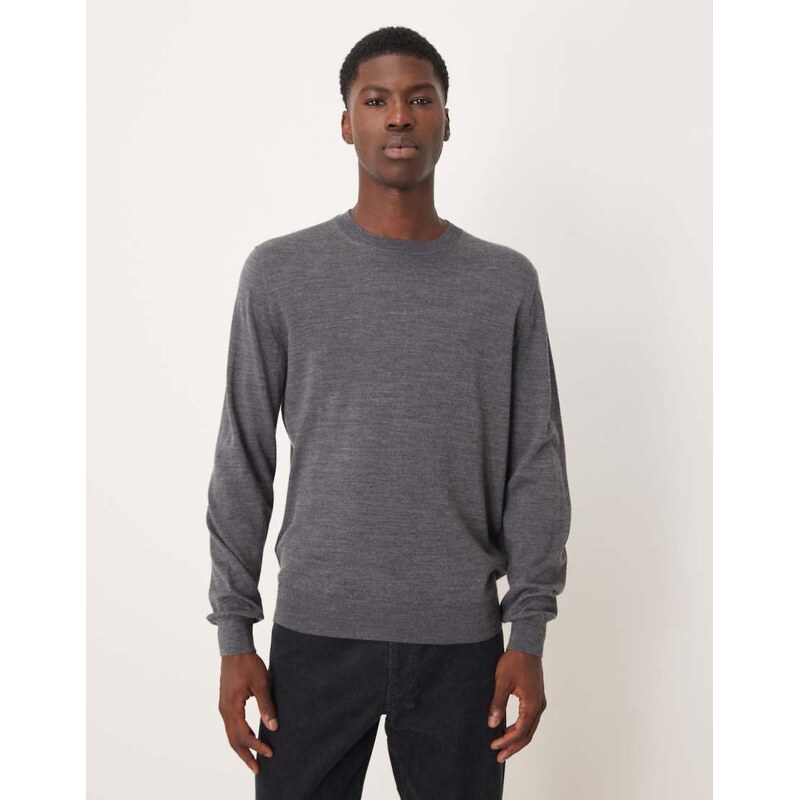 Mango 100% wool knitted jumper in dark grey