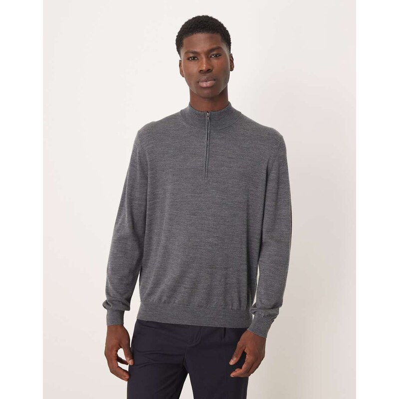 Mango knitted half zip in dark grey