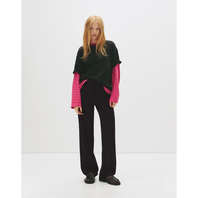 Pull&Bear Formal pants with seam detail in black 108782448