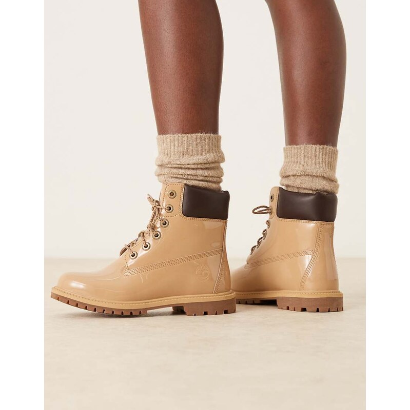 Timberland premium 6 inch boots in wheat tan patent leather-Brown 108953675