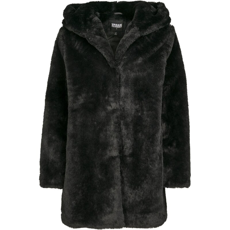 Urban Classics Přechodný kabát ' Ladies Hooded Teddy Coat ' černá