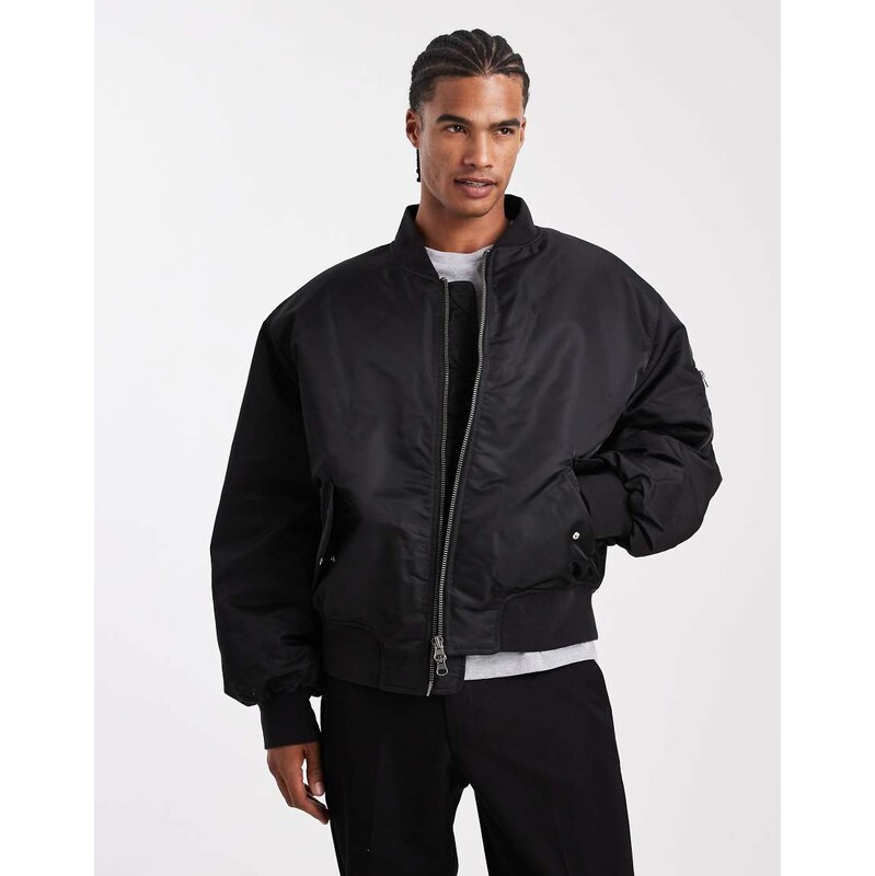 ASOS DESIGN oversized bomber jacket in black