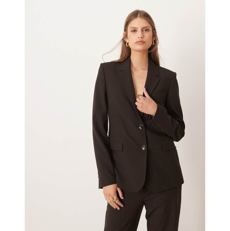 Mango Bergen tailored classic blazer co-ord in brown 108784156