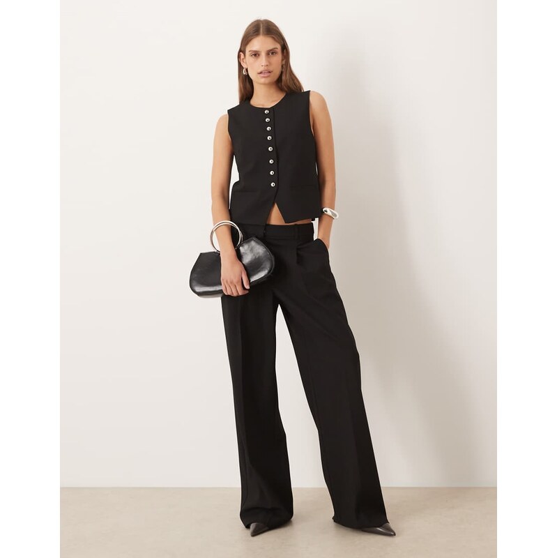 Mango Gabo tailored relaxed trouser co-ord in black