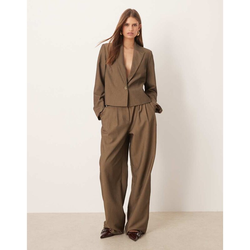YAS high waisted tailored trousers co-ord in lead grey