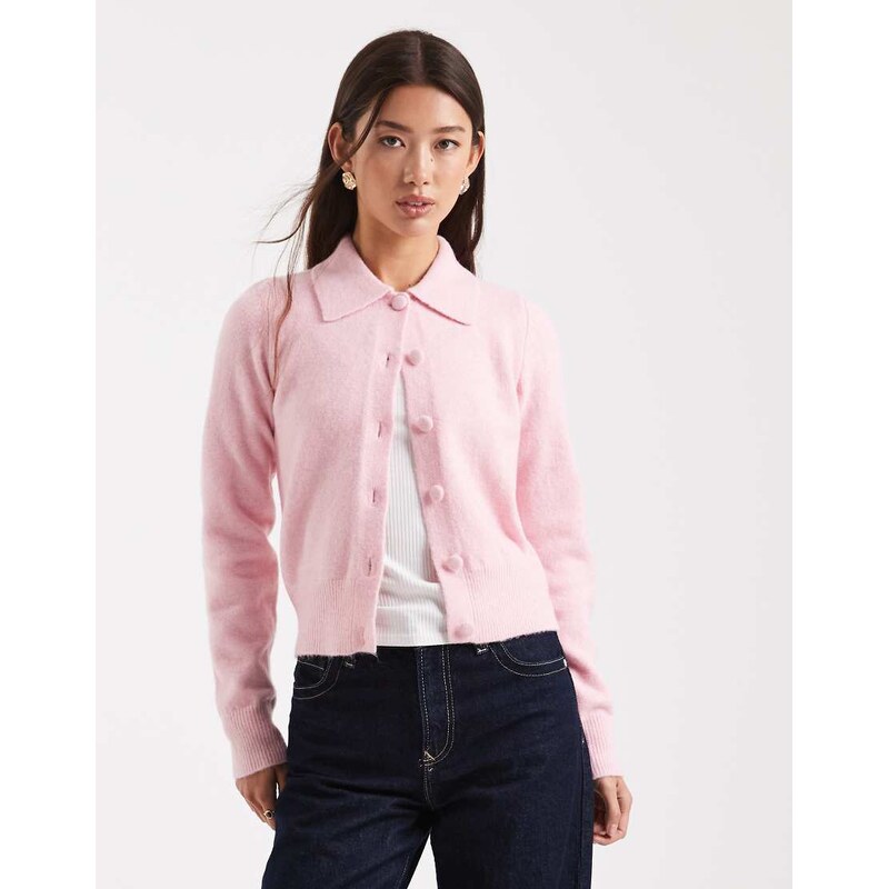 New Look collar cardigan in pink