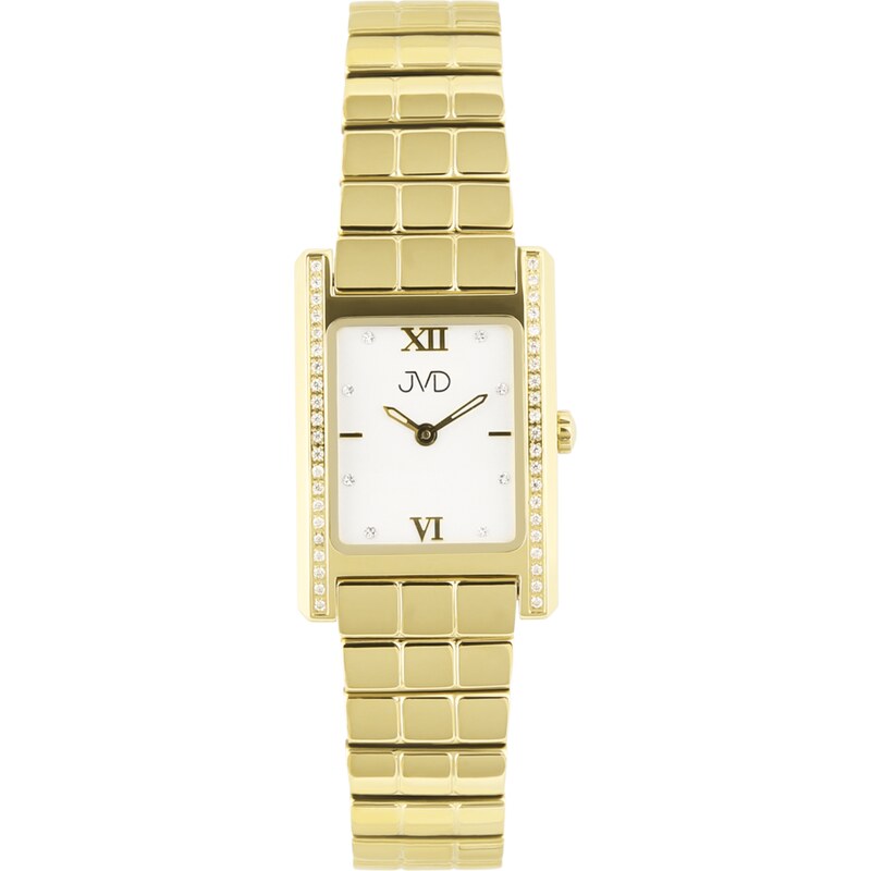 JVD Dámské hranaté zlacené elegantní šperkové hodinky JVD JG1041