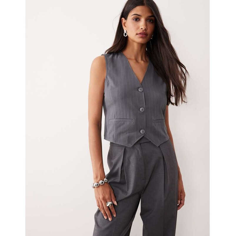 JDY smart waistcoat in grey pinstripe 108794967