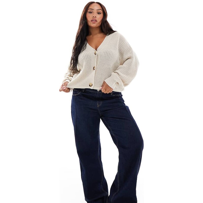 ONLY Curve v-neck cardigan in stone-Neutral