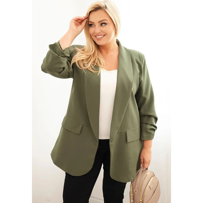 Kesi Khaki dámský elegantní plus size blejzr 108785608