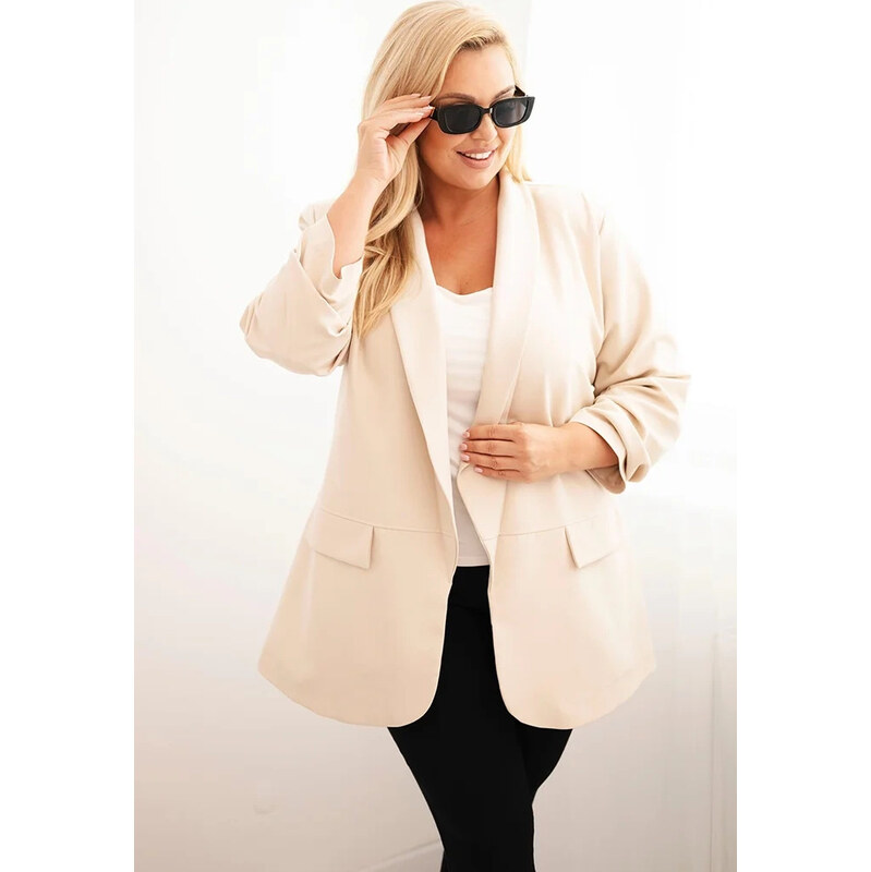 Kesi Smetanový dámský elegantní plus size blejzr Smetanová 108785607