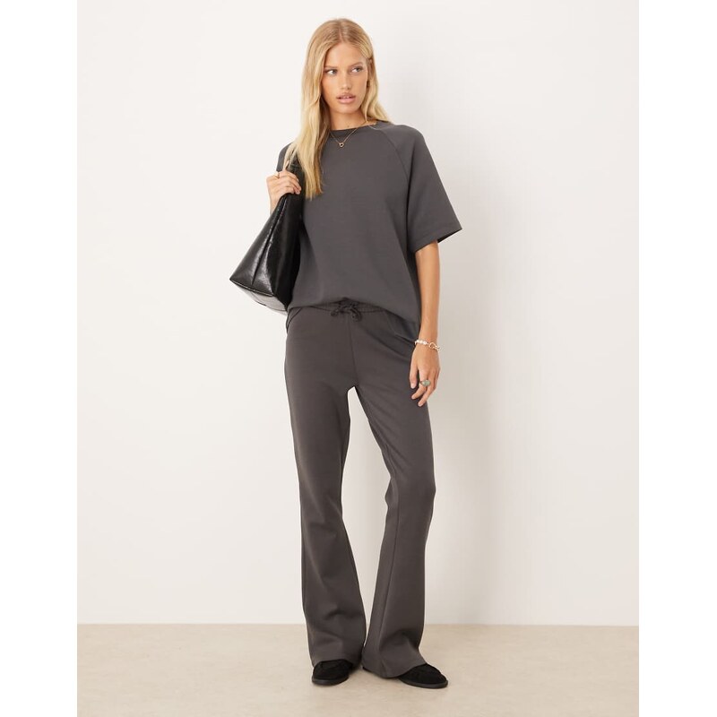 ASOS DESIGN co-ord interlock flared jogger in charcoal-Grey