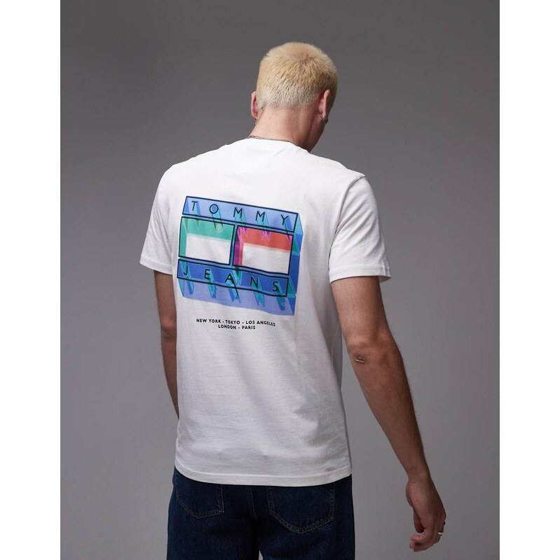 Tommy Jeans blurry flag back print t-shirt in white