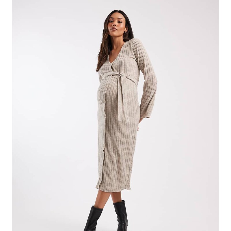 Mama.licious Mamalicious Maternity super soft rib knitted tie waist 109113441