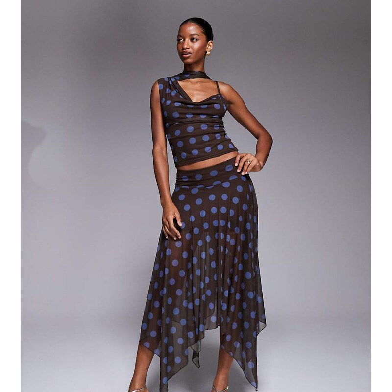Kaiia exclusive double layered slinky mesh fairy hem maxi skirt