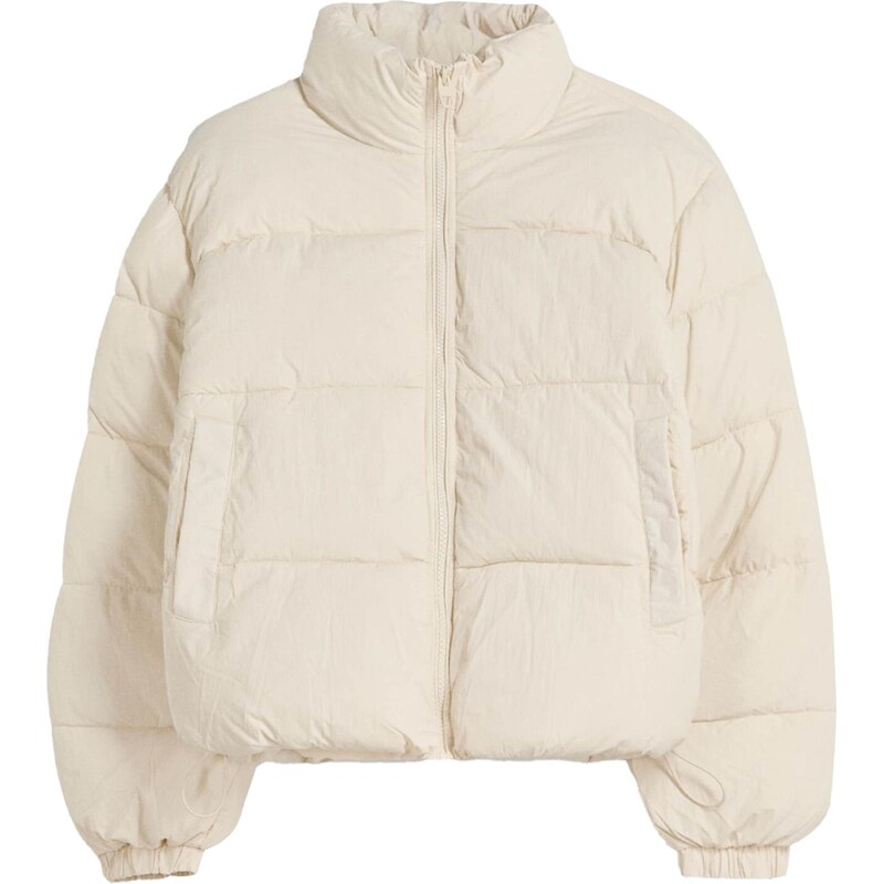 Bershka Zimní bunda barva bílé vlny