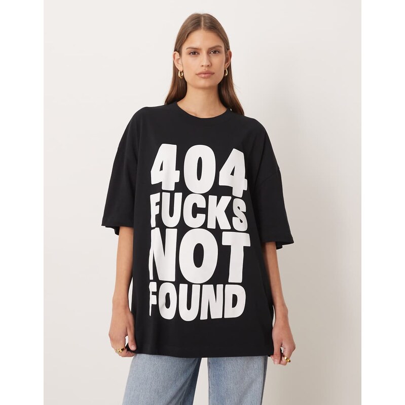 ASOS DESIGN oversized t-shirt with error slogan graphic in black 114934871