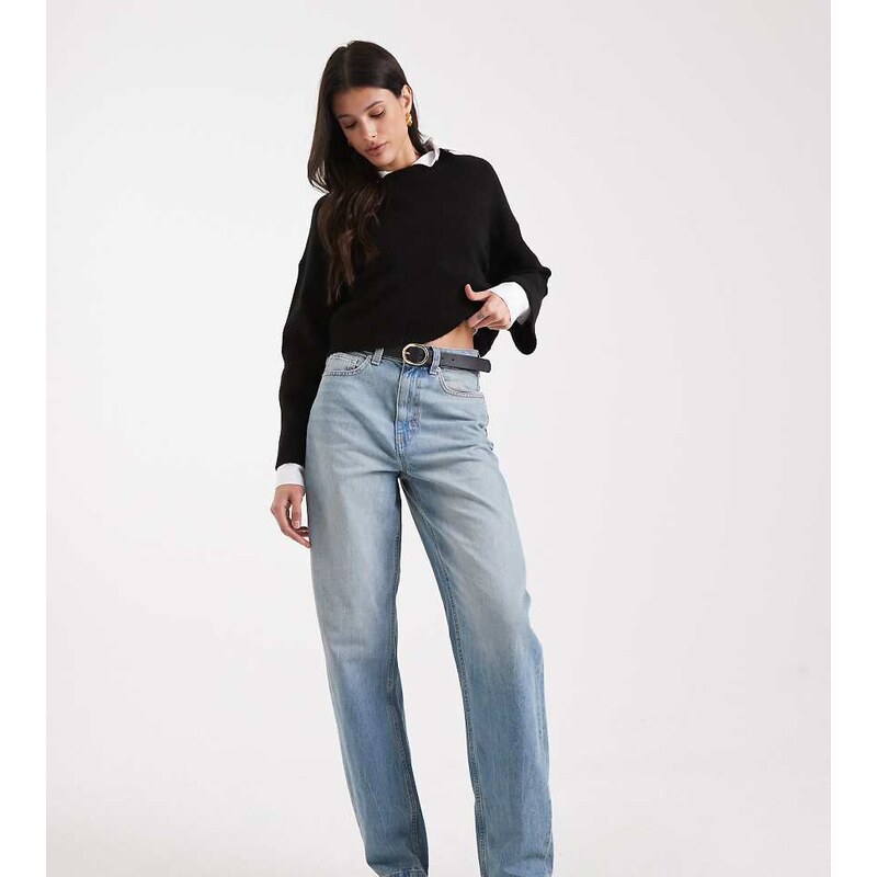 ASOS Tall ASOS DESIGN Tall slim barrel leg jeans in vintage wash-Blue 115512580